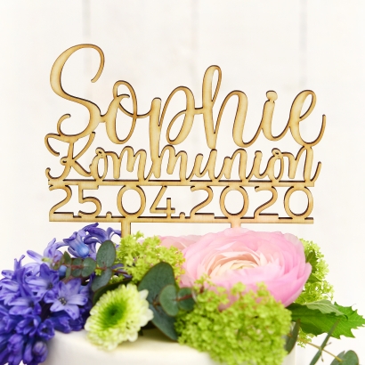 Cake topper Kommunion personalisiert mit Name und Datum