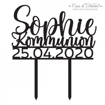 Cake topper Kommunion personalisiert mit Name und Datum