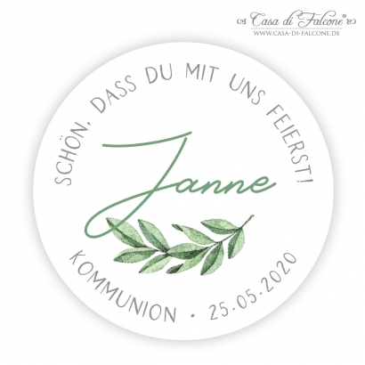 Personalisierter Aufkleber zur Kommunion, Zweig