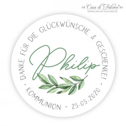 Personalisierter Aufkleber zur Kommunion, Zweig