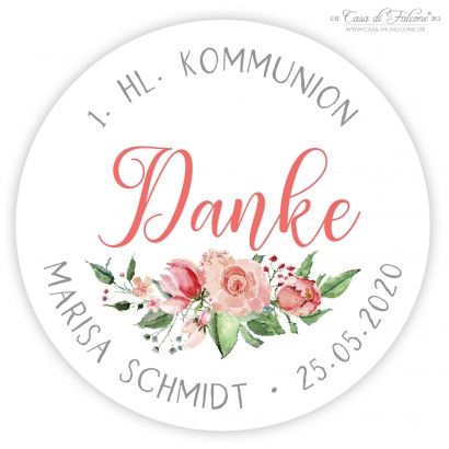 Personalisierte Aufkleber zur Konfirmation, Rose