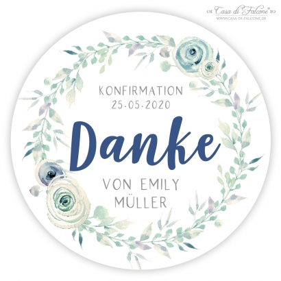 Kommunionsaufkleber, Bltterkranz floral