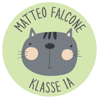 Schulaufkleber I Namensaufkleber fr die Schule Katze