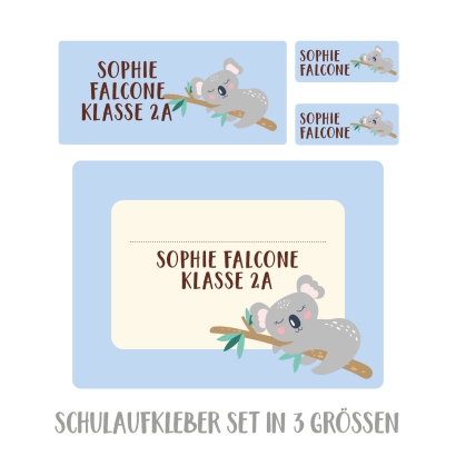 Namensaufkleber Set fr die Schule Koala