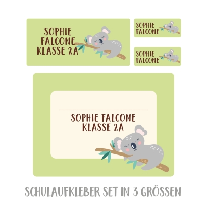 Namensaufkleber Set fr die Schule Koala