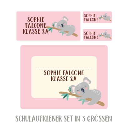 Namensaufkleber Set fr die Schule Koala