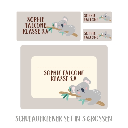 Namensaufkleber Set fr die Schule Koala