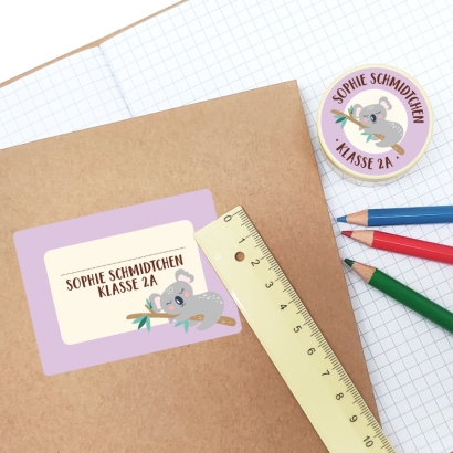 Schulaufkleber I Namensaufkleber fr die Schule Koala