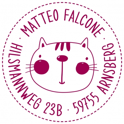 Personalisierter Adressstempel fr Kinder, Katze