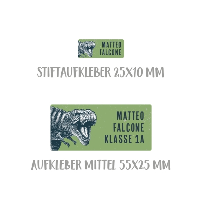 Namensaufkleber Set fr die Schule T Rex