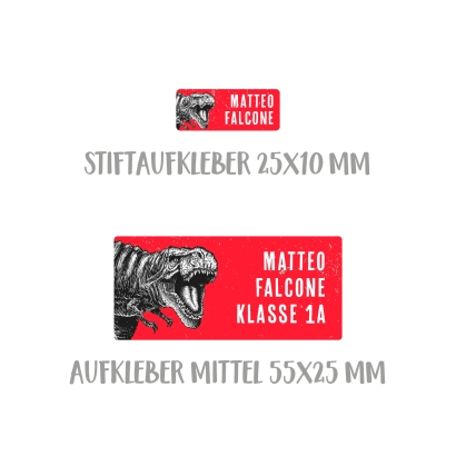 Namensaufkleber Set fr die Schule T Rex
