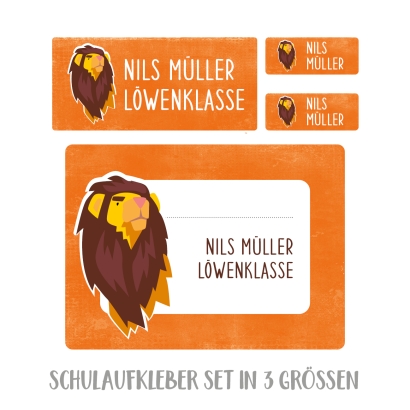 Namensaufkleber Set fr Schule Lwe