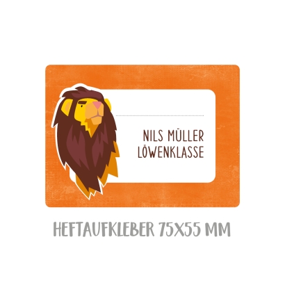 Namensaufkleber Set fr Schule Lwe