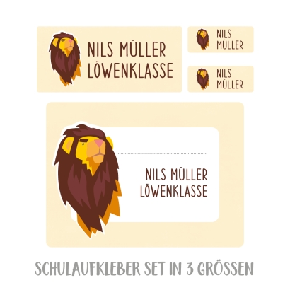Namensaufkleber Set fr Schule Lwe