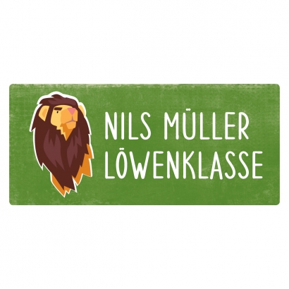 Namensaufkleber fr die Schule, eckig Lwe