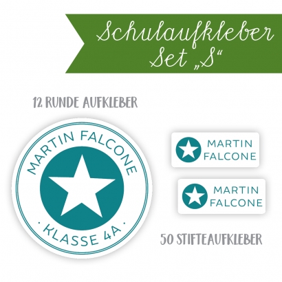 Schulaufkleber Set "S" Stern, personalisiert