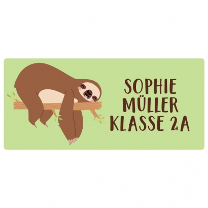 Schulaufkleber Faultier eckig
