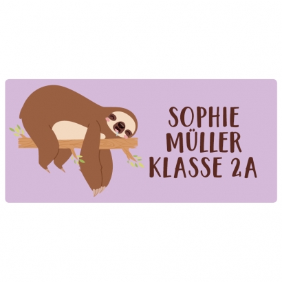 Schulaufkleber Faultier eckig