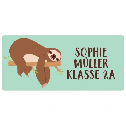 Schulaufkleber Faultier eckig