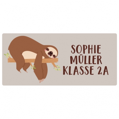 Schulaufkleber Faultier eckig
