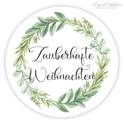 Aufkleber zauberhafte Weihnachten, Kranz grn