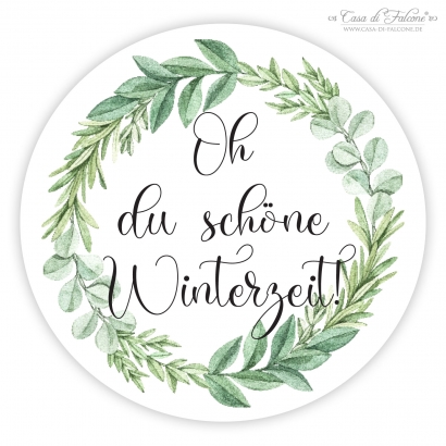 Aufkleber oh du schne Winterzeit, Kranz grn
