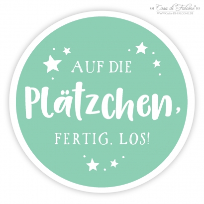 Weihnachtsaufkleber Auf die Pltzchen, fertig, los!