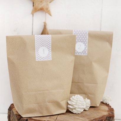Adventskalender Tten Set, Kraftpapier