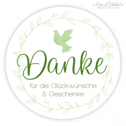 Dankeaufkleber zur Kommunion Taube, Aquarell