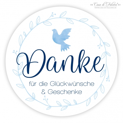 Dankeaufkleber zur Kommunion Taube, Aquarell