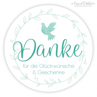Dankeaufkleber zur Kommunion Taube, Aquarell