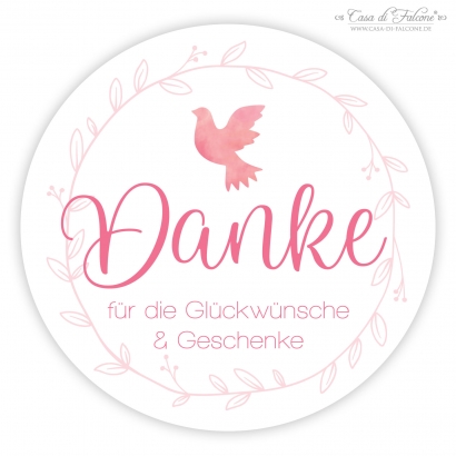 Dankeaufkleber zur Kommunion Taube, Aquarell