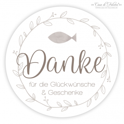 Dankeaufkleber zur Kommunion Fisch, Aquarell