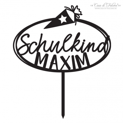 Cake topper Schulkind oval, personalisiert