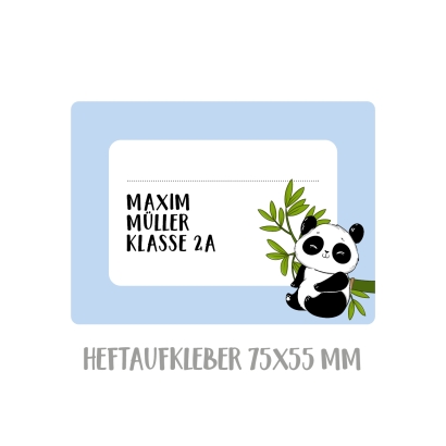 Namensaufkleber Set fr Schule Panda