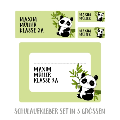 Namensaufkleber Set fr Schule Panda