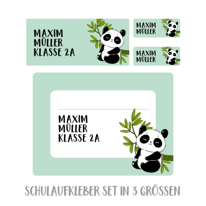 Namensaufkleber Set fr Schule Panda