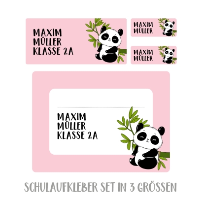 Namensaufkleber Set fr Schule Panda