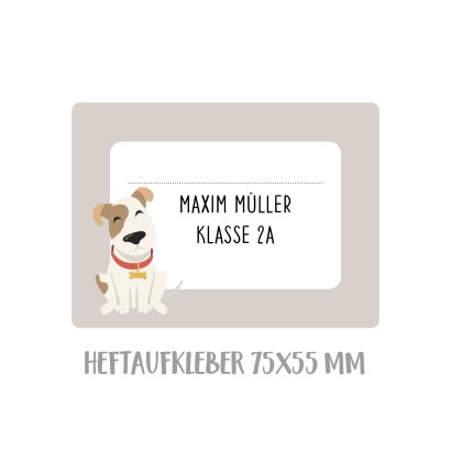 Namensaufkleber Set fr Schule Hund