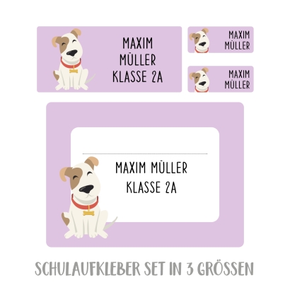 Namensaufkleber Set fr Schule Hund