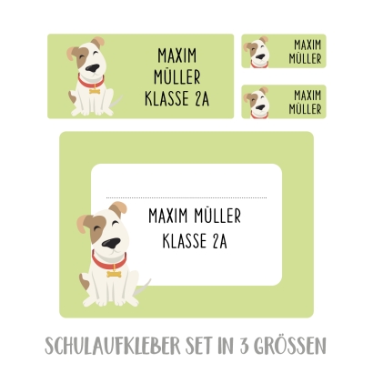 Namensaufkleber Set fr Schule Hund