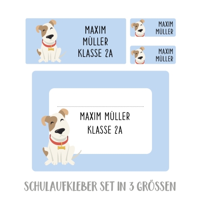 Namensaufkleber Set fr Schule Hund