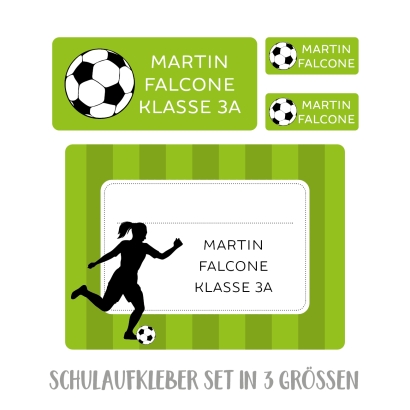 Namensaufkleber Set fr die Schule Fuballerin