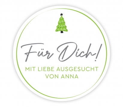 Personalisierte Weihnachtsaufkleber modern Tanne
