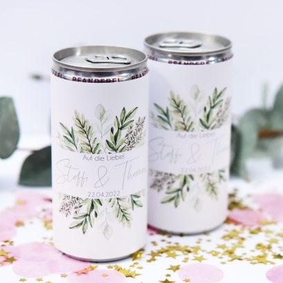 JGA/Hochzeit Getrnke-Dosen-Banderole greenery