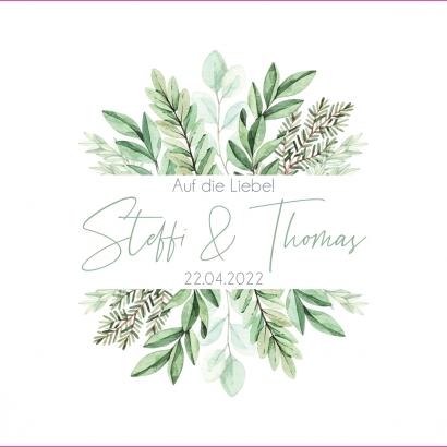 JGA/Hochzeit Getrnke-Dosen-Banderole greenery