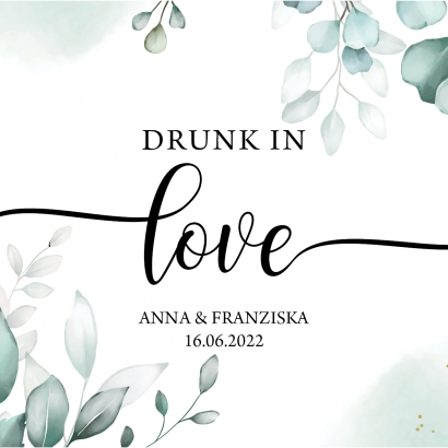 JGA/Hochzeit Getrnke-Dosen-Banderole greenery