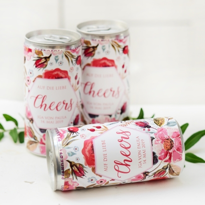 JGA I Hochzeit Banderole fr Prosecco Dosen autumn flowers