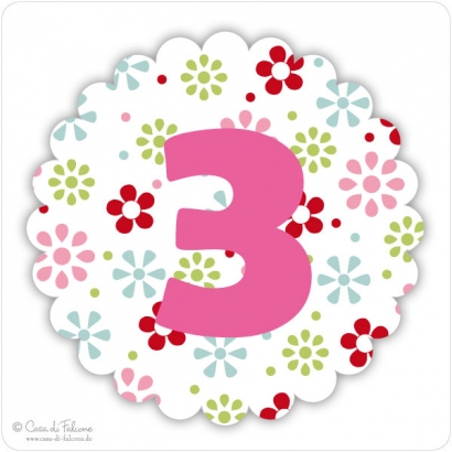 Zahlenaufkleber Blmchen