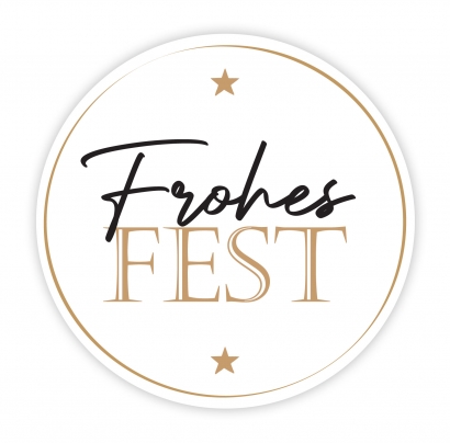 Aufkleber Weihnachten frohes Fest, schwarz-gold